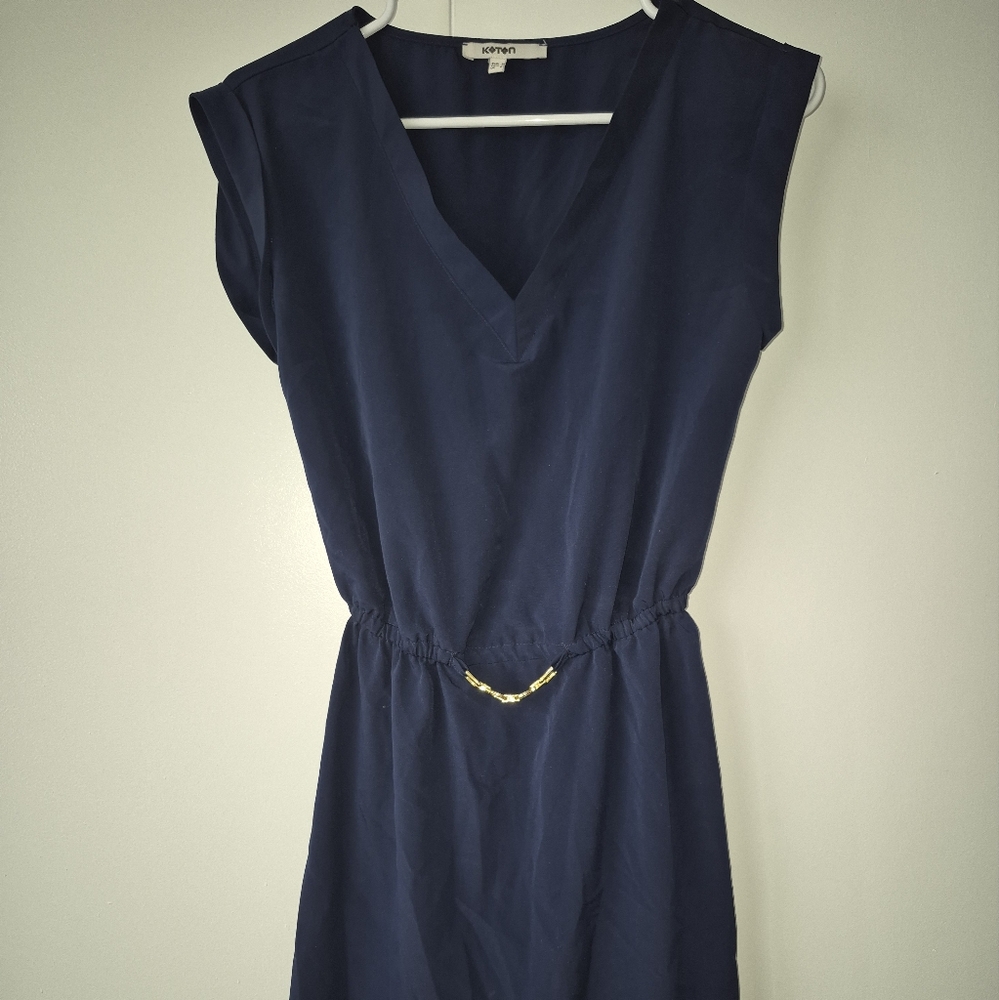 Navy Blue Dress with Gold Accent